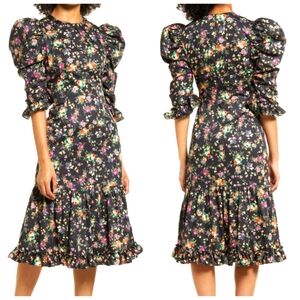 Black Halo Nadir floral puff sleeve dress cottagecore boho size 12 NWT